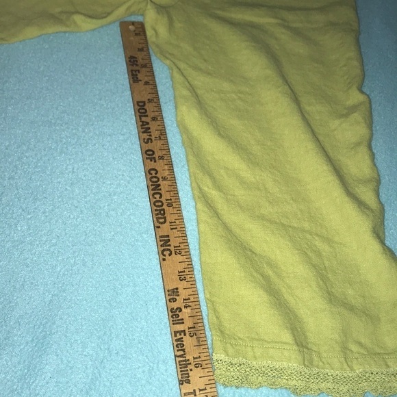 TERRAMODA crop crocheted details vintage pants chartreuse size M - Picture 9 of 12